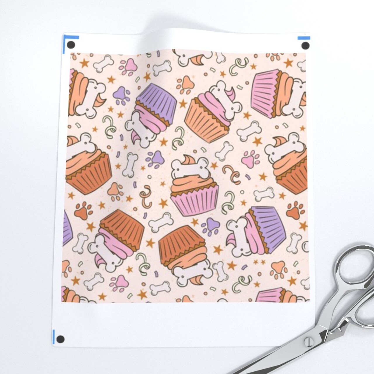 Puppy Party Pet Celebration Birthday Cupcakes Dog Bones Cute Kids Custom Printed Fabric by Spoonflower Various Fabrics by the Yard or Fat Quarter